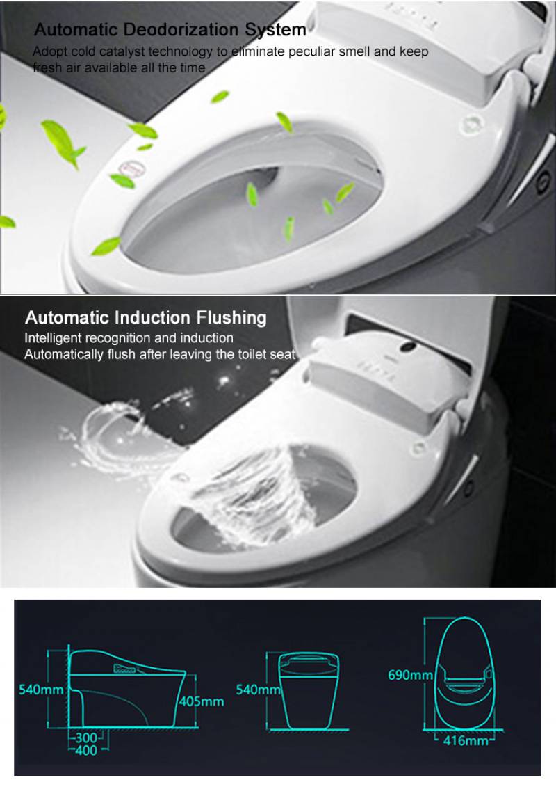 Made In China Ceramic Auto Flushing Cleaning Toilet Seat Wc One Piece Intelligent Smart Toilet