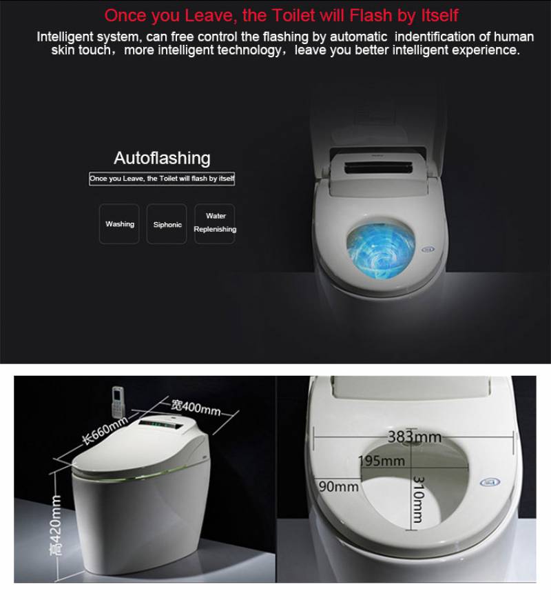 No Noise Washdown Girl Wc Intelligent One Piece Toilet, Self Cleaning Smart Toilet Bidet