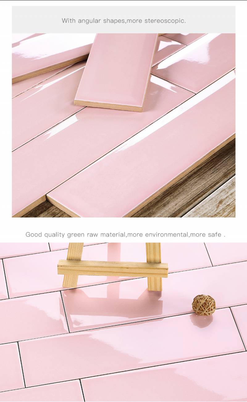 Medici tile 75X300mm 3*12inch pink colour ceramic wall tile  subway tile for bathroom livingroom design