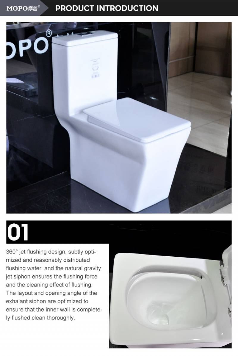 Bathroom Ceramic Toilet Bidet Sanitary Ware Square Shape One Piece Water Closet Washdown Toilet