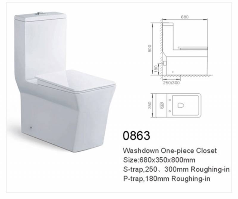 Bathroom Ceramic Toilet Bidet Sanitary Ware Square Shape One Piece Water Closet Washdown Toilet