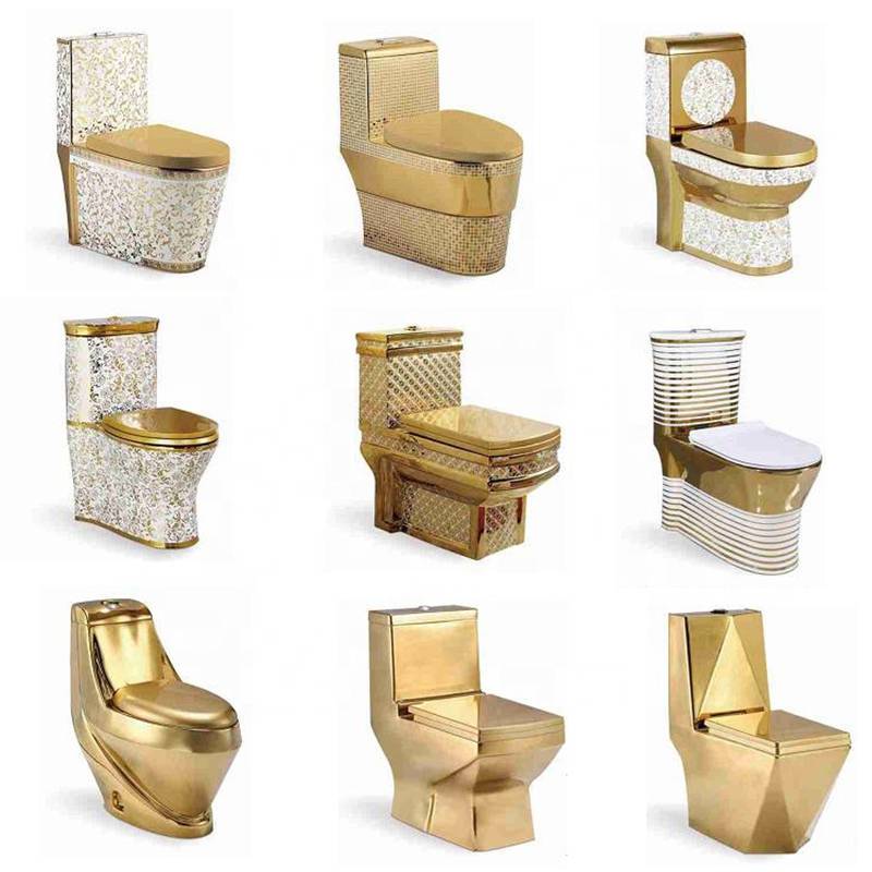 Sanitary Ware European Style Wc One Piece Gold Plating Toilet