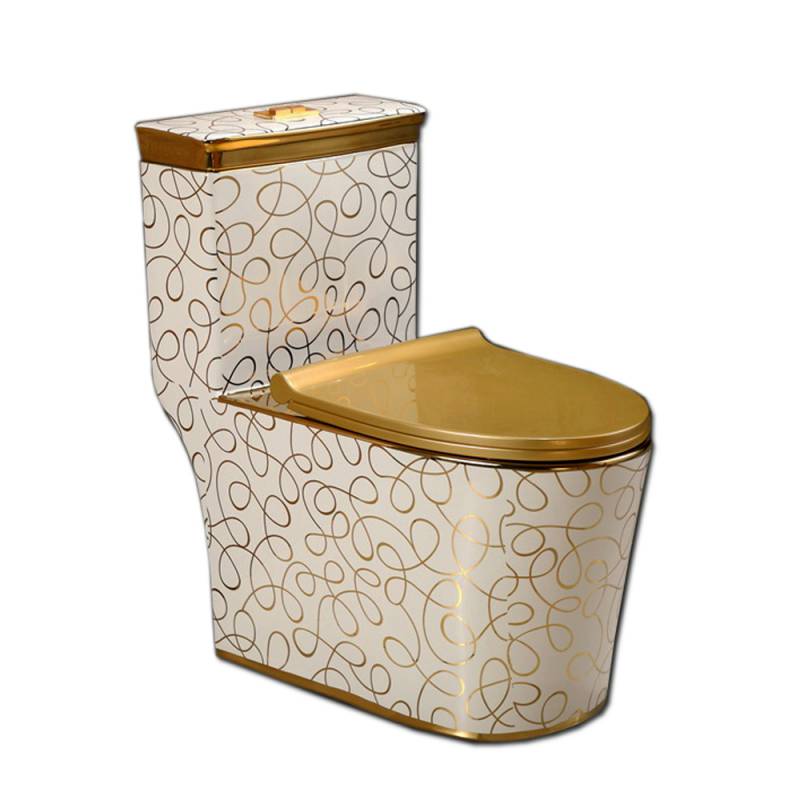 Sanitary Ware European Style Wc One Piece Gold Plating Toilet