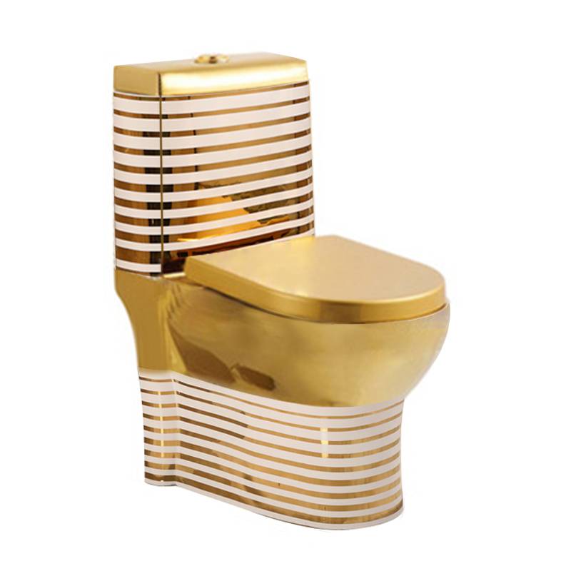 Sanitary Ware European Style Wc One Piece Gold Plating Toilet