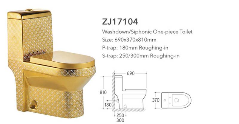 Sanitary Ware European Style Wc One Piece Gold Plating Toilet