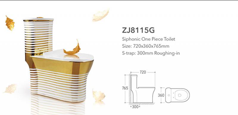 Sanitary Ware European Style Wc One Piece Gold Plating Toilet