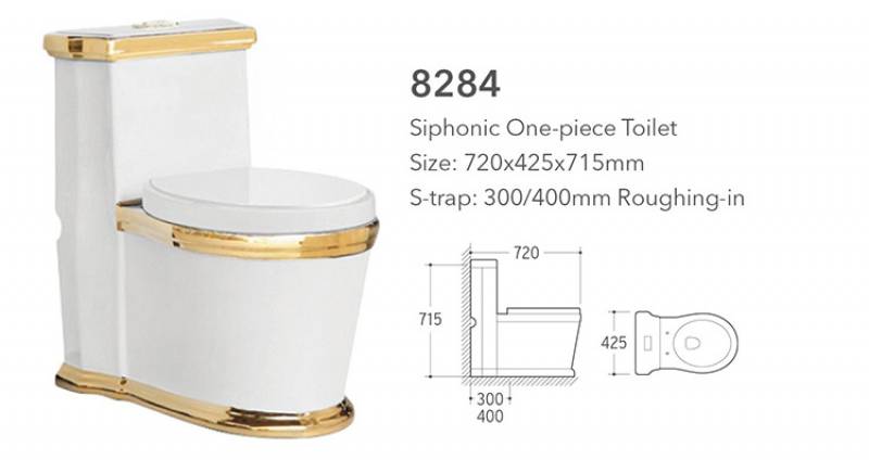 Sanitary Ware European Style Wc One Piece Gold Plating Toilet