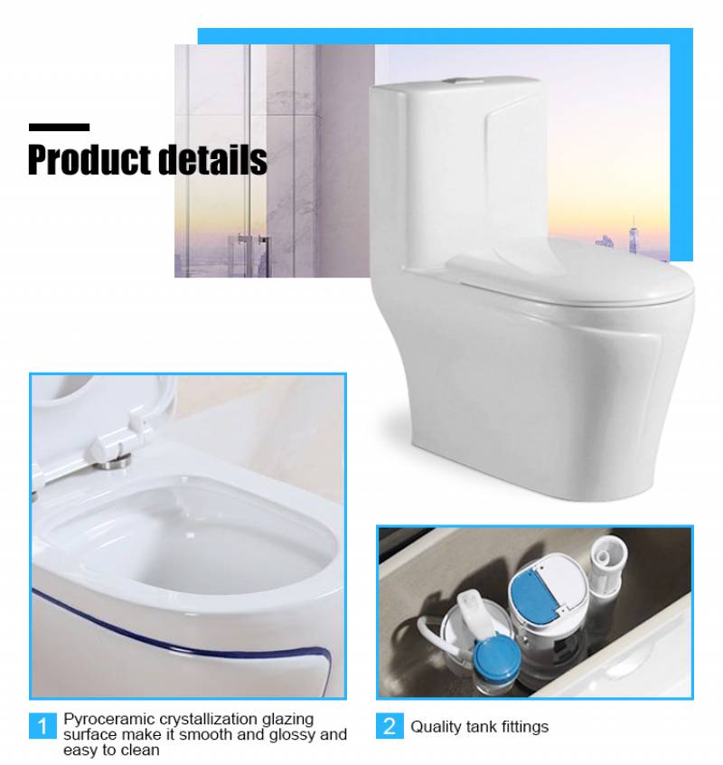 Bathroom one piece blue color toilet bowl