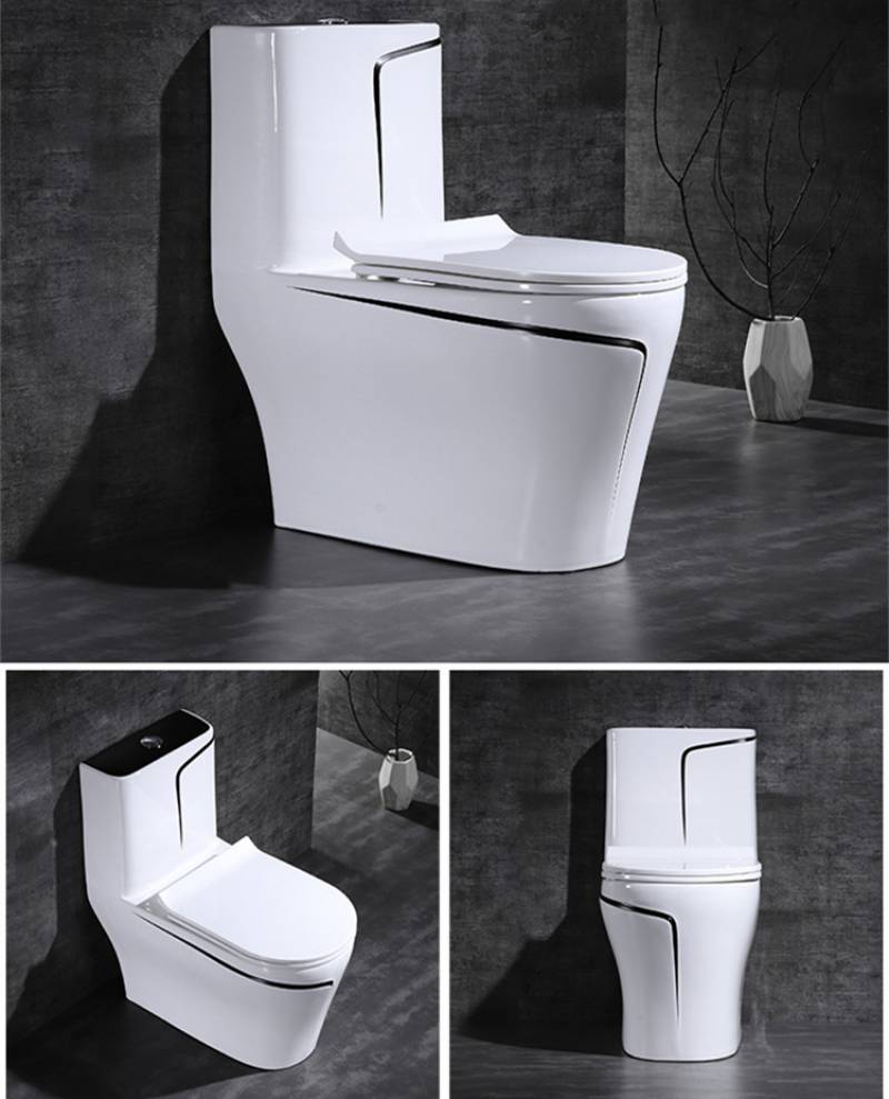 Sanitary ware bathroom white and black toilet seat