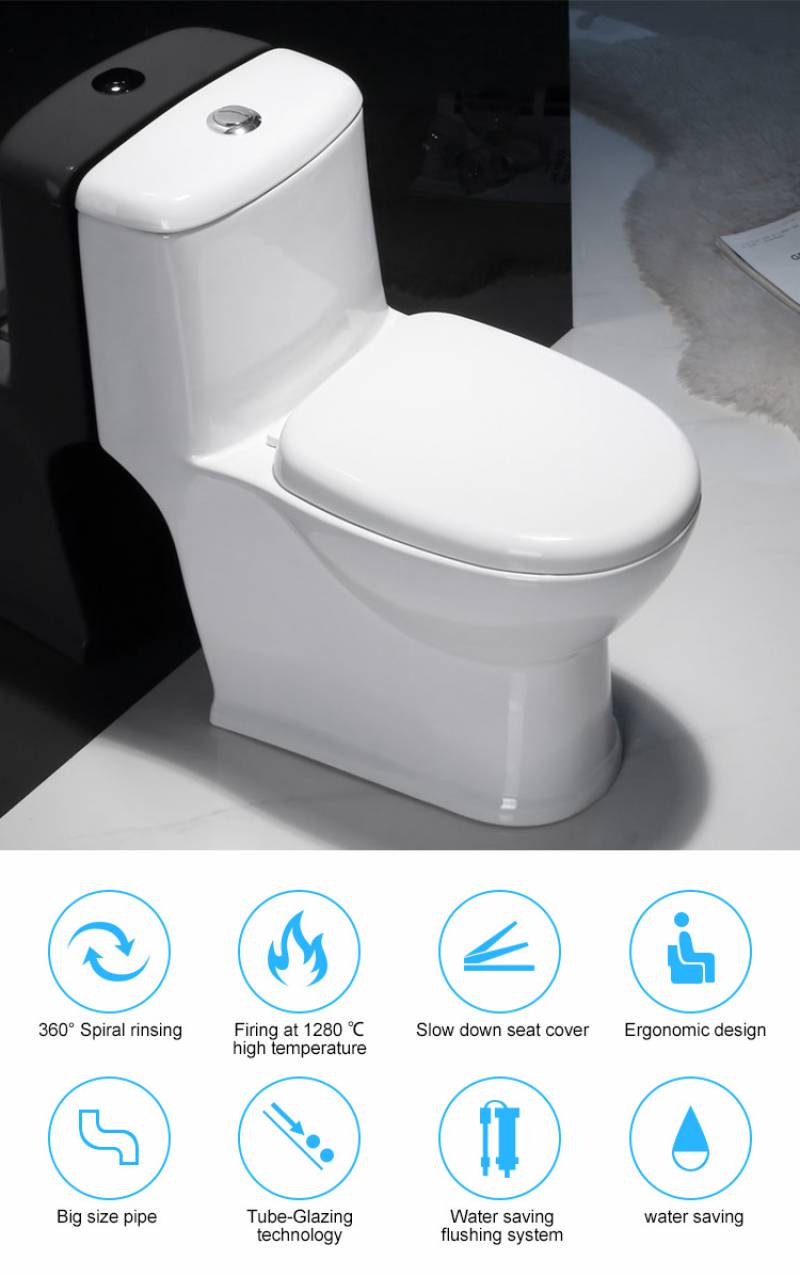 Bathroom white one piece toilet commode vortex flush toilet