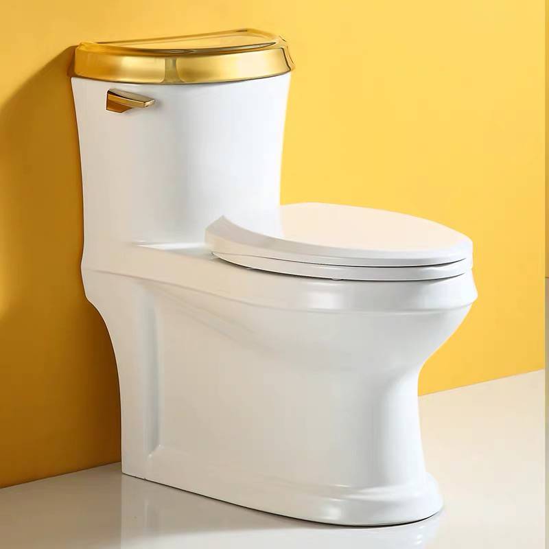 High Quality Modern Simple White Gold Bathroom Ceramic Washdown One Piece WC p-trap/s-trap Toilet Bowl