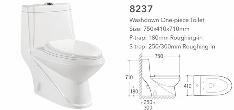 Bathroom One Piece Water Saving Cheap Price White Color Ceramic Toilet Seat Cover S-Trap Toilet