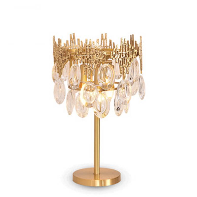 220V New design antique brass  crystal chandelier table lamp dining  bedroom beside lighting  shiny gold finished