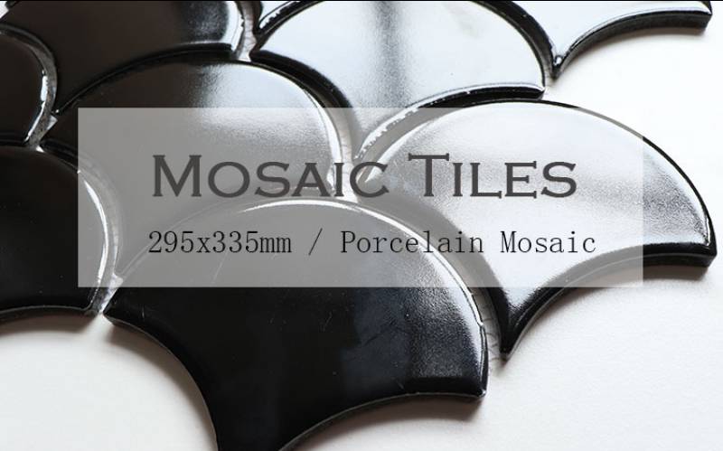 Màu Đen Bóng Màu Sắc Cá Quy Mô Trang Trí Bằng Sứ Mosaic Cho Tường Với Kích Thước 295X335mm