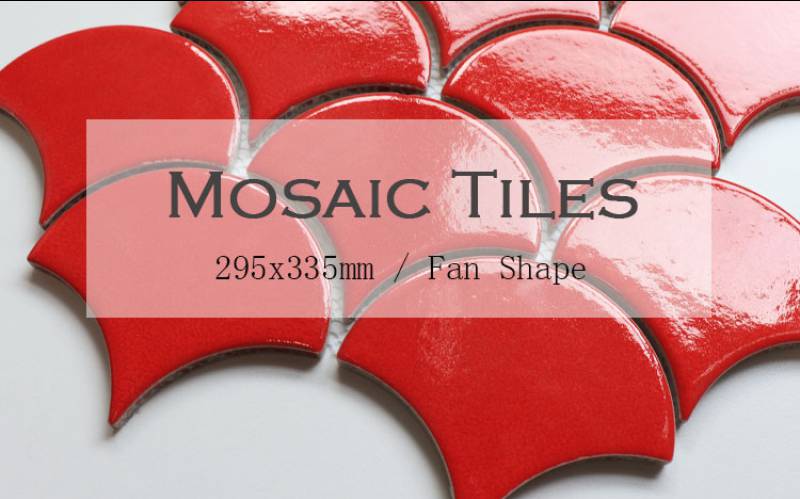 Màu Đỏ Gạch Thiết Kế Fan Shape Backsplashes Trang Trí Nội Thất Sứ Mosaic