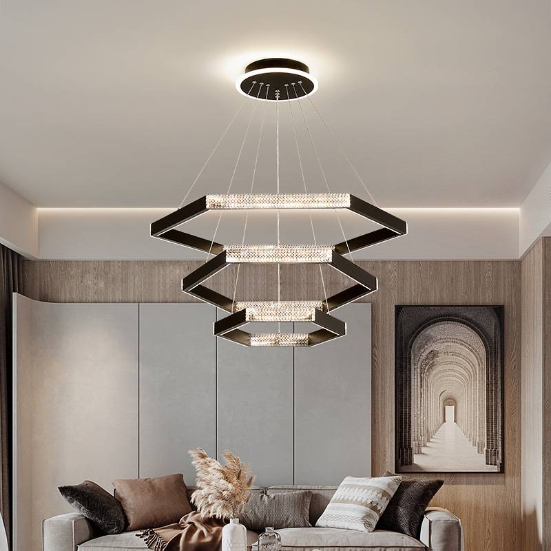 Guzhen manufacturers can customize contemporary acrylic gold ring chandelier stainless steel round led chandelier