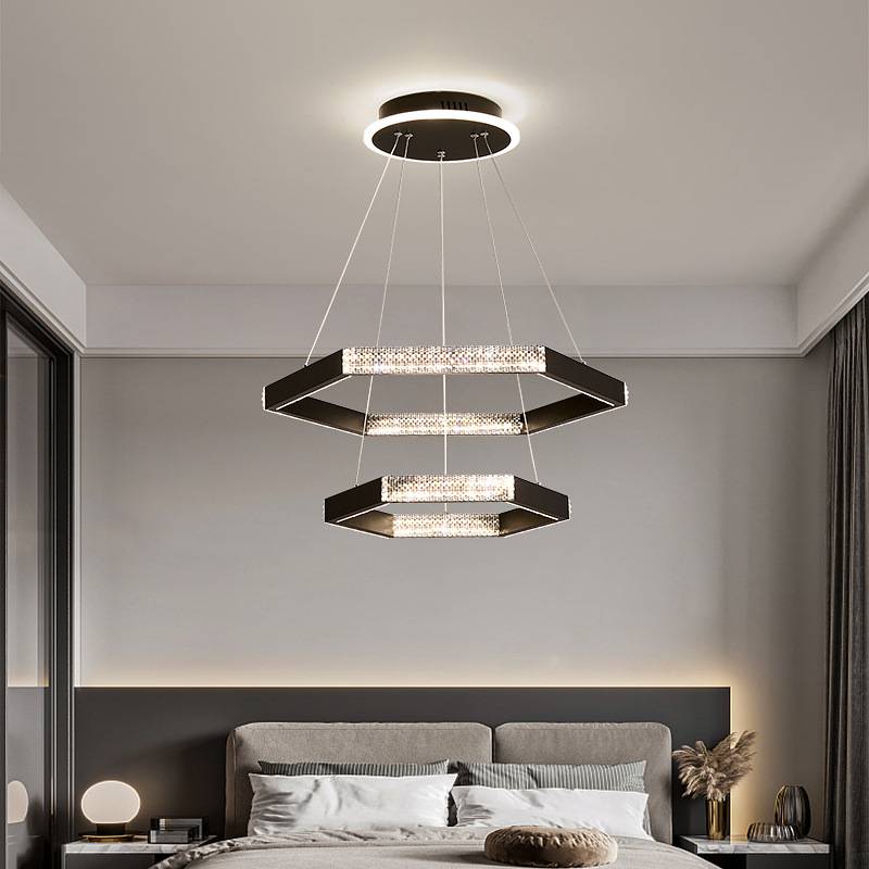 Guzhen manufacturers can customize contemporary acrylic gold ring chandelier stainless steel round led chandelier