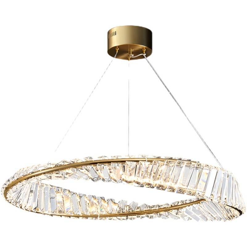 Modern chandelier 4-light Pendant with wooden finish circle ring and brushed steel finish in stock US warehouse