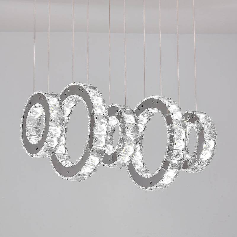 Indoor Modern Crystal Round Ring Chandelier lamp Light Metal Pendant Lamp Wholesale Hanging Decoration Light Fixture