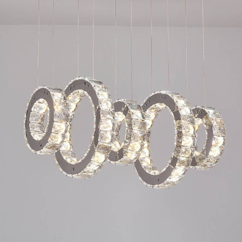 Indoor Modern Crystal Round Ring Chandelier lamp Light Metal Pendant Lamp Wholesale Hanging Decoration Light Fixture