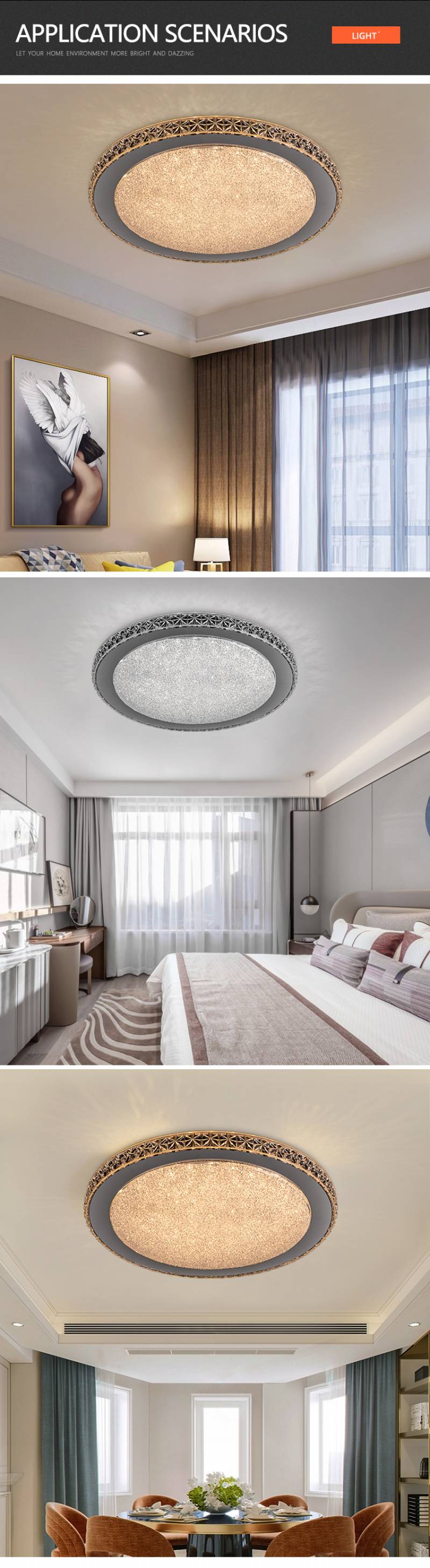 Good Quality Simple Design Light Living Room Acrylic Plastic Shade Modern LED Ceiling Lamp