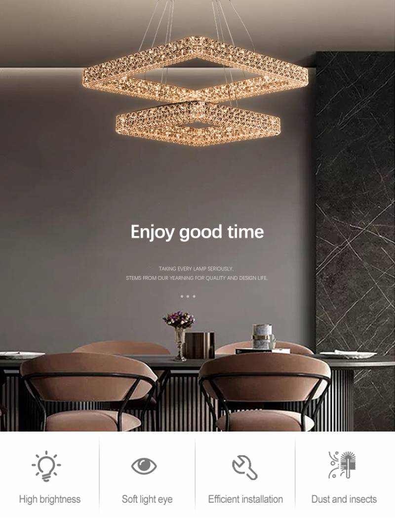 New Product Indoor Decoration Home Villa Club Acrylic Square LED Pendant Light