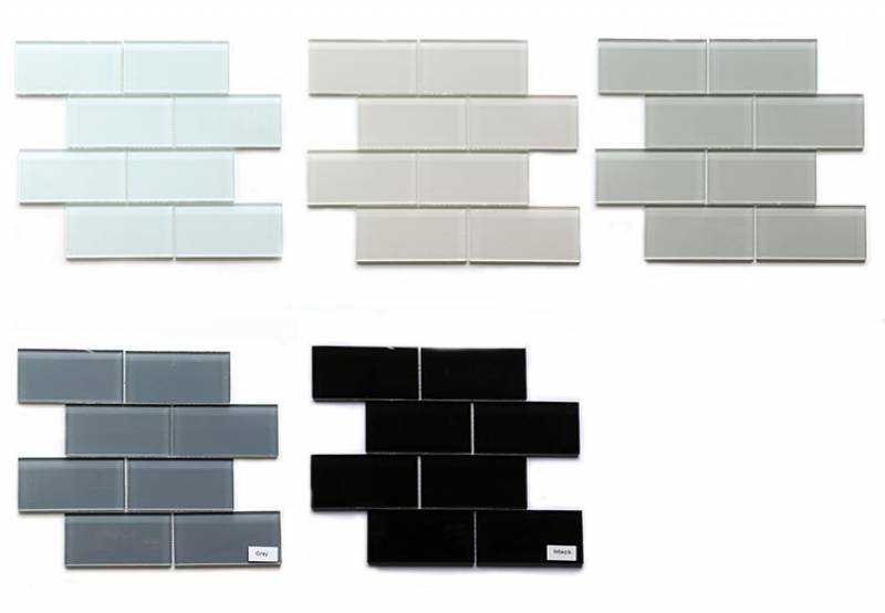 Interior Bathroom Kitchen Wall Glazed Glossy Glass Mosaic Tile 30*30cm