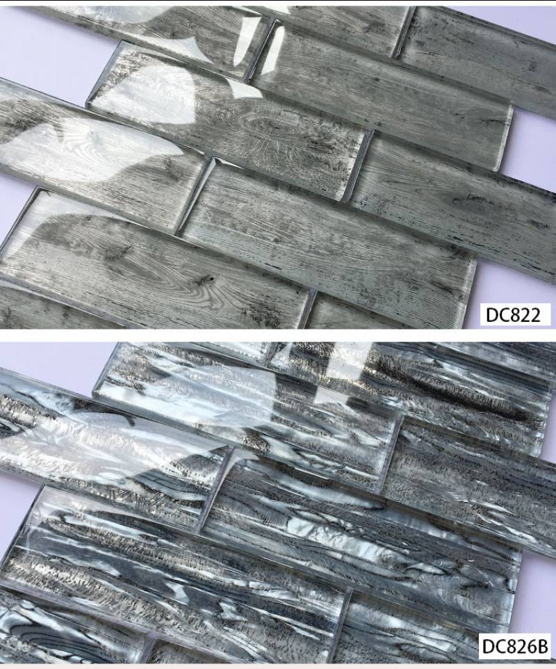 300x300mm Backsplashes Decoration Glass Mosaic Tile with Wood Look Effect