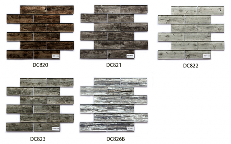 300x300mm Backsplashes Decoration Glass Mosaic Tile with Wood Look Effect