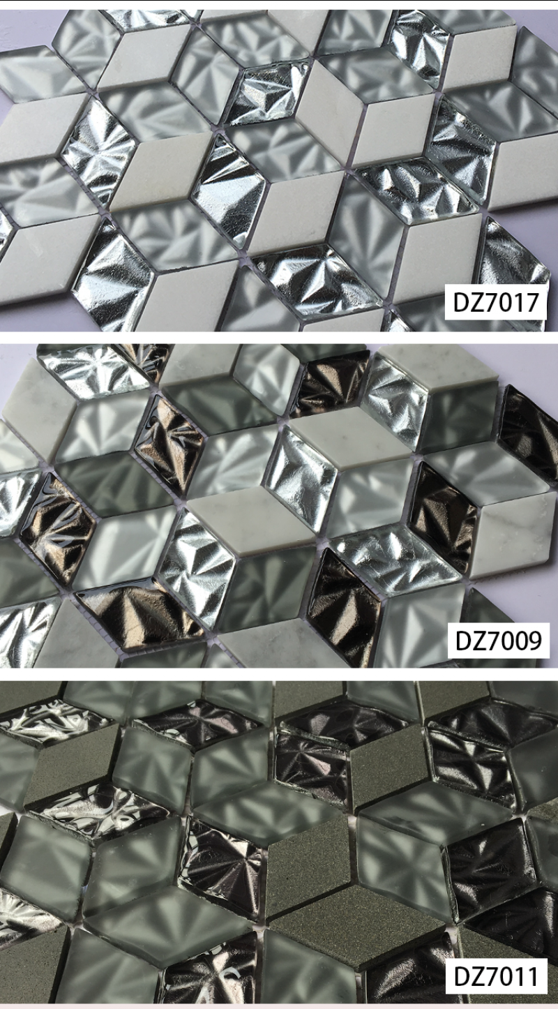 Mosaic Tile Washroom Hexagon Shape Glossy Glass 300x300mm Living Room Square European Parquet More Than 5 Years