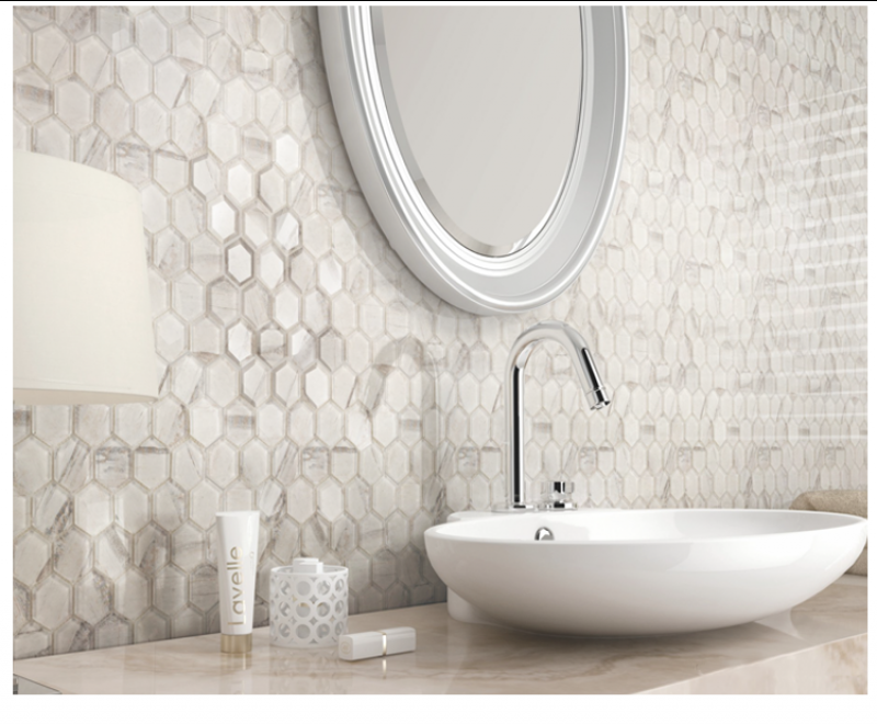 300x300mm Interior Decoration Bathroom Hexagonal Glass Mosaic Tile