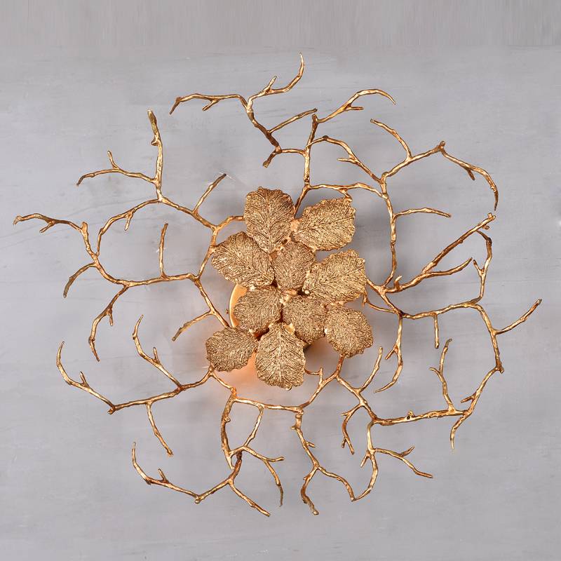 European creative led bronze maple leaf antique wall lamp  chandelier  indoor lighting bedroom  hanging  bedside reading  lamps