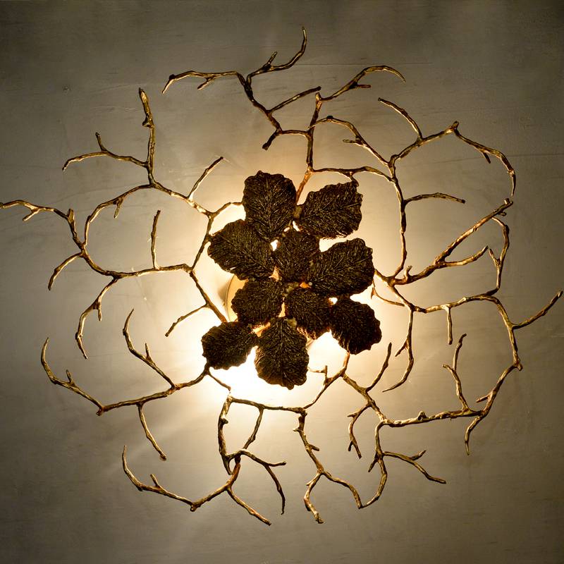 European creative led bronze maple leaf antique wall lamp  chandelier  indoor lighting bedroom  hanging  bedside reading  lamps