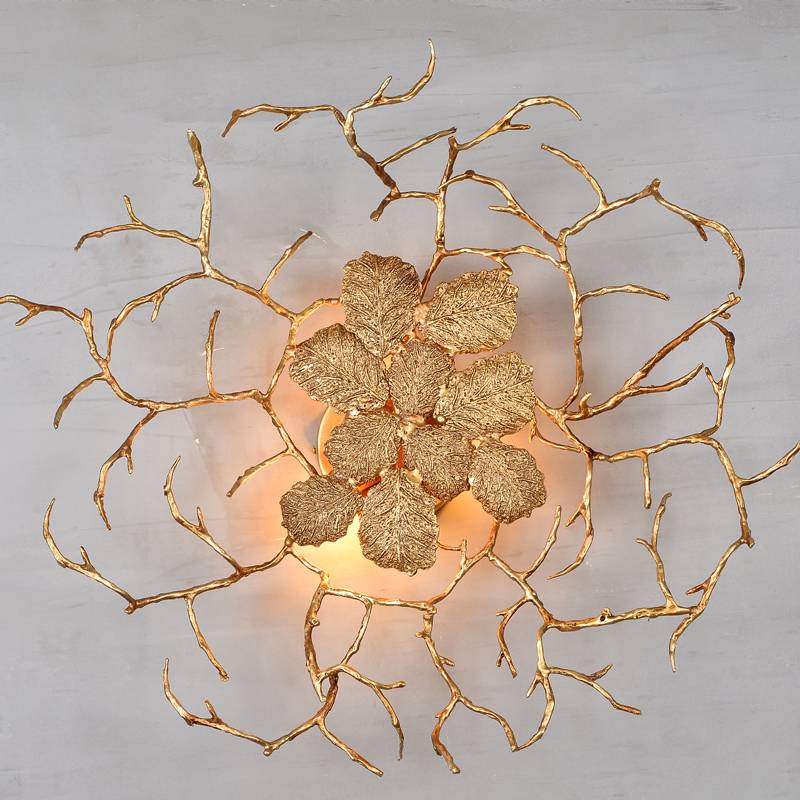 European creative led bronze maple leaf antique wall lamp  chandelier  indoor lighting bedroom  hanging  bedside reading  lamps