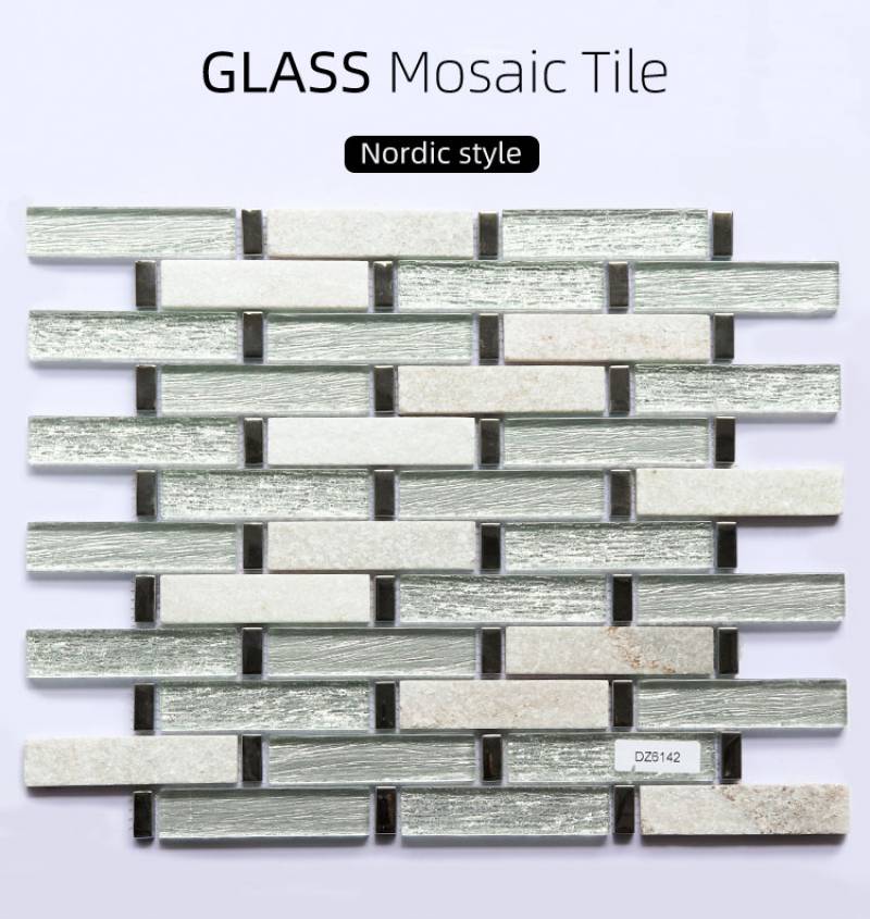 300*335mm White Stone Mixed Glass Tile Background Mosaic