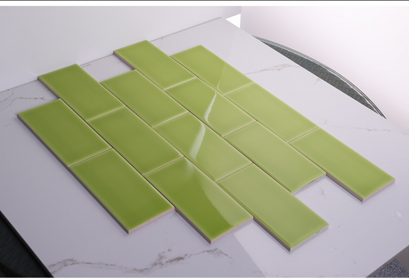 Apple Glossy Flat Subway Tile Green 3x6inch 7.5x15cm Glazed Tiles Ceramic Tiles Rustic Tiles Interior Tiles JLA Ceramics 7-8.5mm