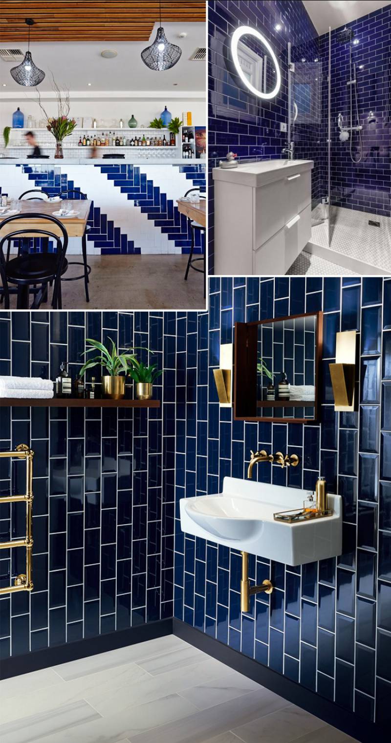 Ocean Blue Subway Wall Tiles Bathroom 75 X 150mm Glazed Tiles Borders Glossy Ceramic Rustic Tiles Interior Tiles Modern NON-SLIP