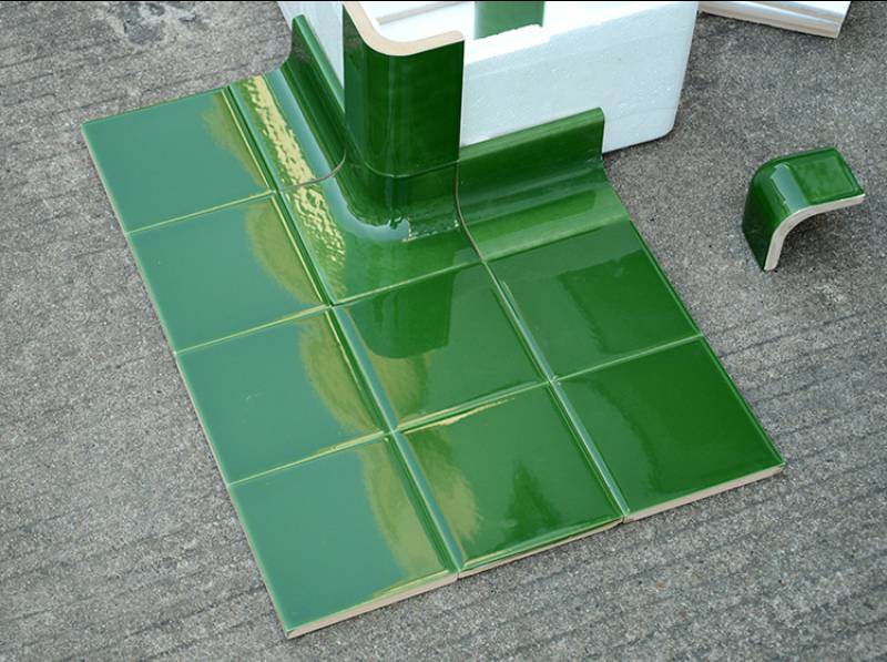 Kitchen Waist-line Ceramic Tile Trims Dark Green Color