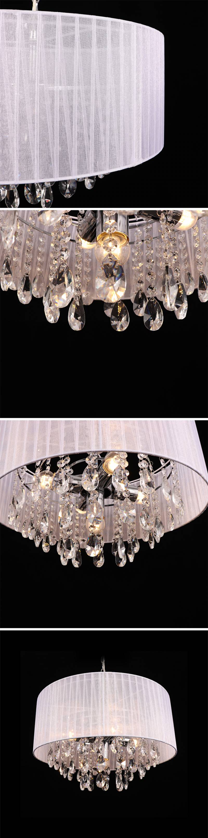 Home decorative lighting modern luxury fabric shape crystal chandeliers for home