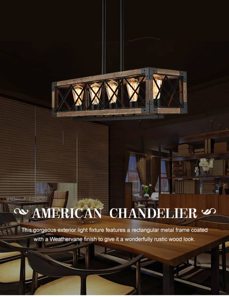 Indoor Modern Retro Luxury Kitchen Rectangle Art Deco Decoration Chandeliers & Pendant Lights