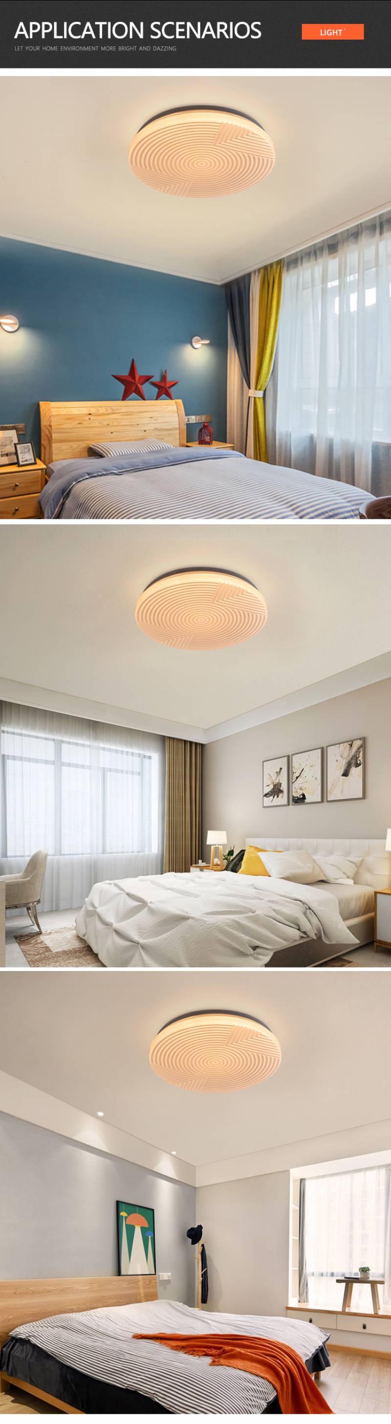 New Design Indoor Living Room Kitchen 12W 24W 36W Plastic Modern LED Ceiling Lamp