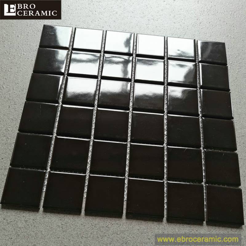 Foshan ebro black glossy glazed swimming pool tiles mosaic backsplash tiles