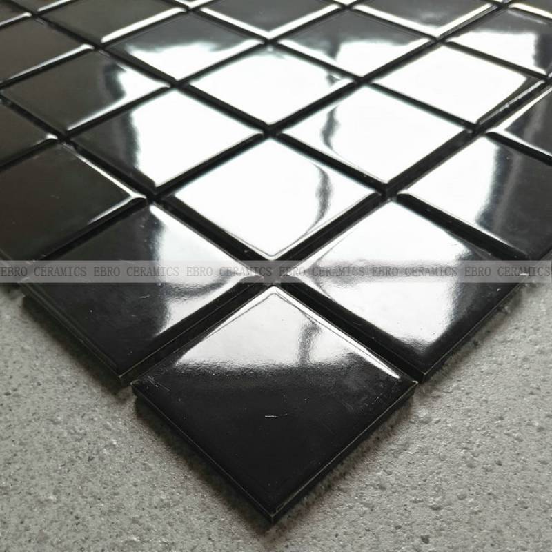 Foshan ebro black glossy glazed swimming pool tiles mosaic backsplash tiles