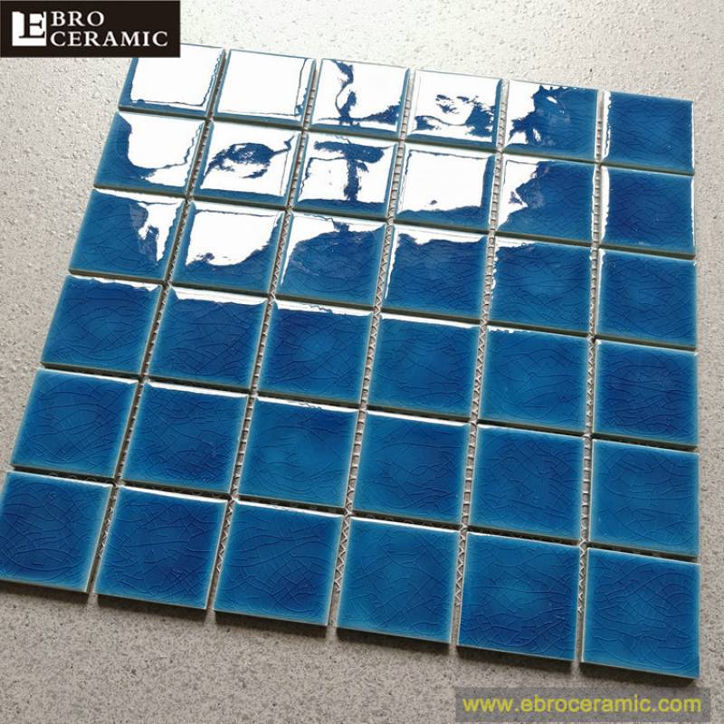 Foshan ebro black glossy glazed swimming pool tiles mosaic backsplash tiles