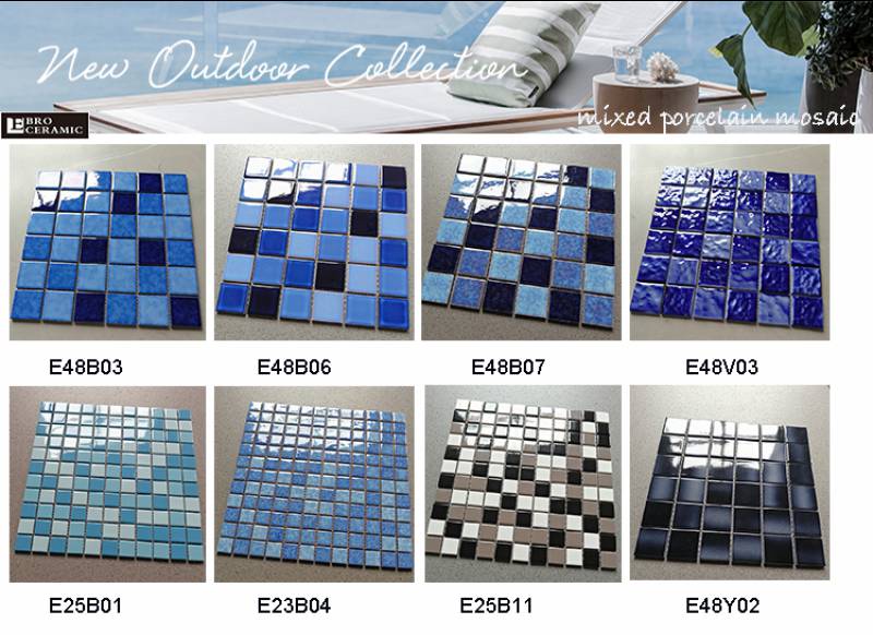 Foshan ebro black glossy glazed swimming pool tiles mosaic backsplash tiles