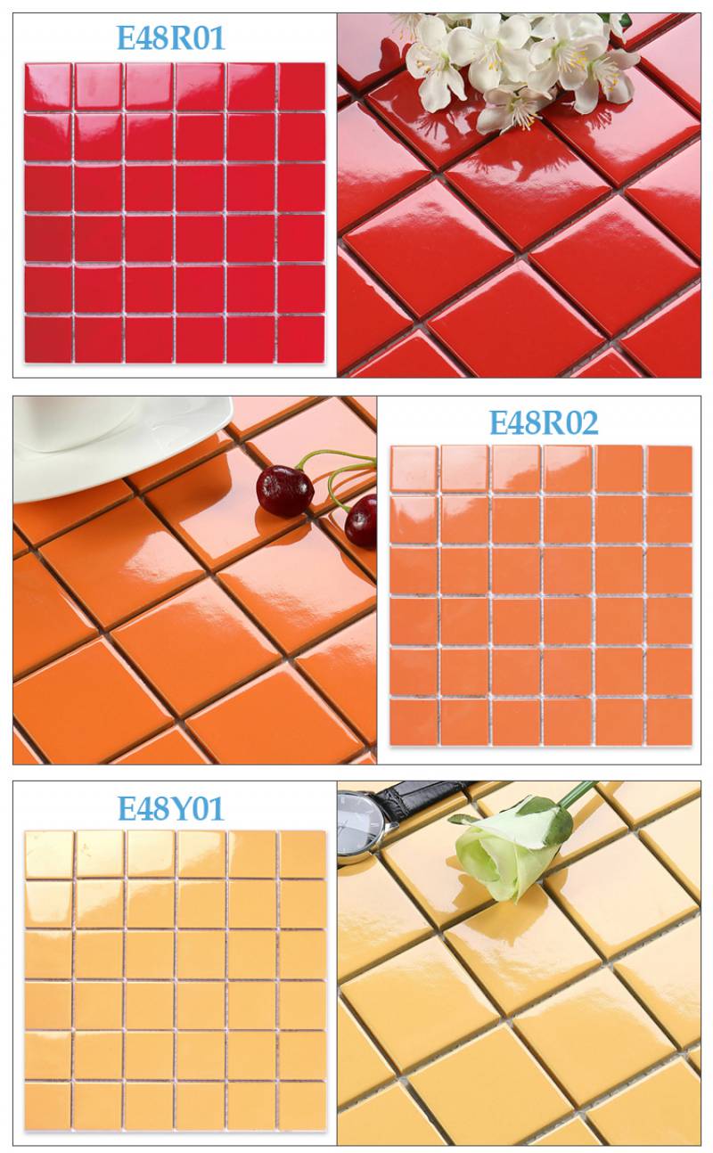 Large stock kitchen backsplash tile ceramic glossy glazed red retro decorative mosaic tile