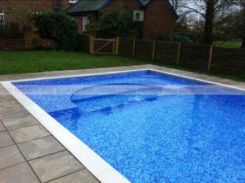 swimming pool blue glass mosaic tiles