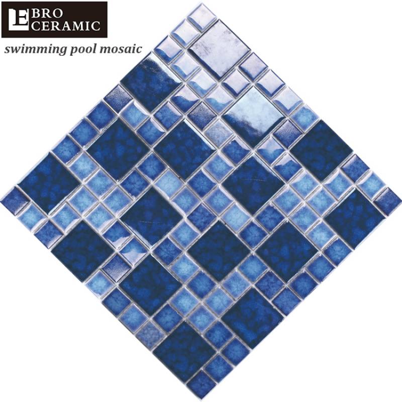 Ebro high quality wholesale price ceramic bathroom tiles swimming pool mosaic tile blue for swim pool