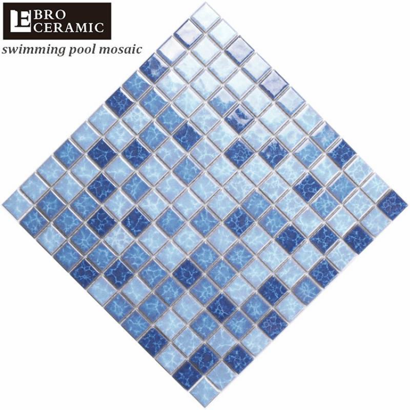 Ebro high quality wholesale price ceramic bathroom tiles swimming pool mosaic tile blue for swim pool