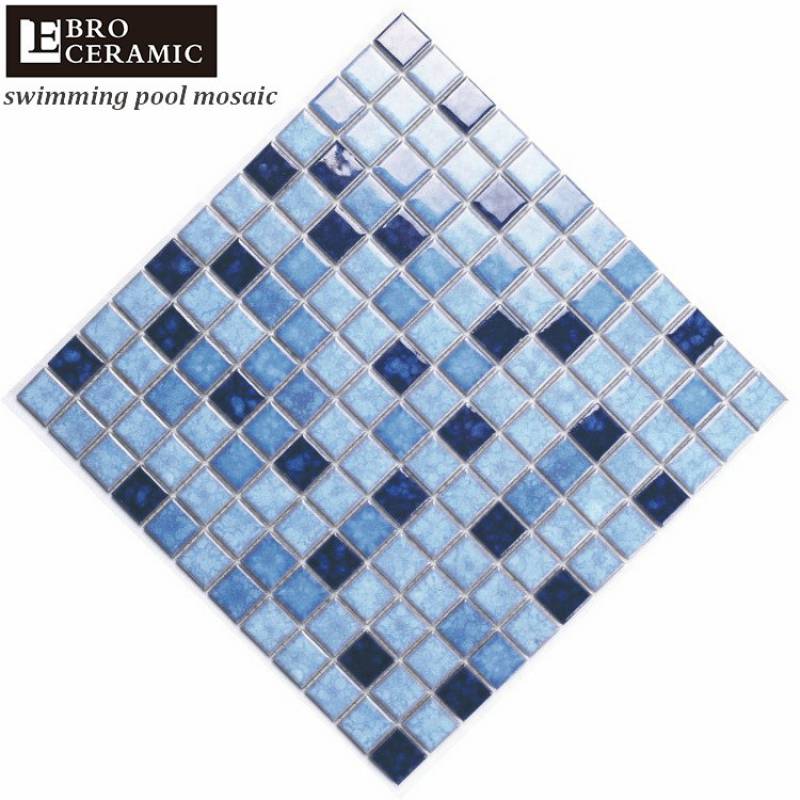 Ebro high quality wholesale price ceramic bathroom tiles swimming pool mosaic tile blue for swim pool